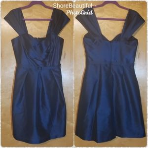 Beautiful blue shantung draped formal dress